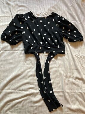 Polka Dot Divided Wrap Top